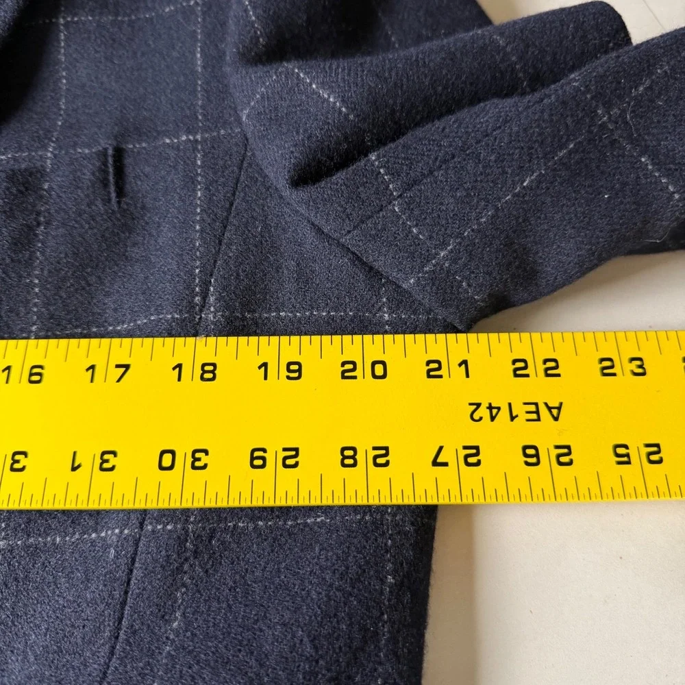 Lauren Ralph Lauren Windowpane Wool Blazer Navy Gold Buttons Preppy Petite P11